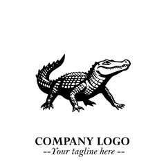Black and White Crocodile Logo in Minimalist Modern Vector Design for Branding and Creative Identity