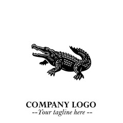 Black and White Crocodile Logo in Minimalist Modern Vector Design for Branding and Creative Identity