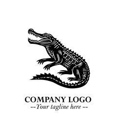 Black and White Crocodile Logo in Minimalist Modern Vector Design for Branding and Creative Identity