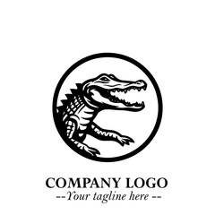Black and White Crocodile Logo in Minimalist Modern Vector Design for Branding and Creative Identity