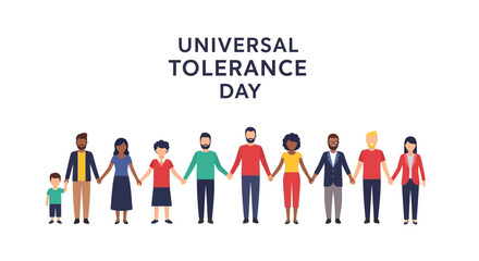 Fototapeta premium Universal Tolerance Day vector (people holding hands).vector illustration, vector graphic, banner, template design