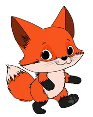 The character of a funny little fox is walking