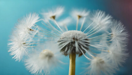 dandelion on blue background