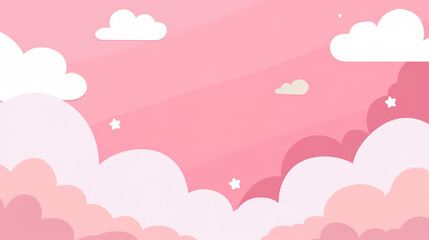 Fototapeta premium This adorable pink clouds cute background features soft, fluffy pink clouds in varying shades—from delicate blush to sweet bubblegum—floating against a gentle, light-hued sky, creating a dreamy and pl