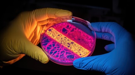 Exploring bacterial growth in petri dish laboratory setting scientific research close-up view microbiology concept