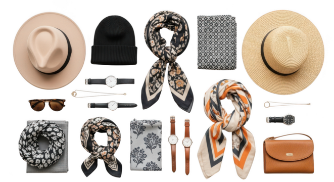 Fashion accessories isolated collection trendy - Powered by Adobe