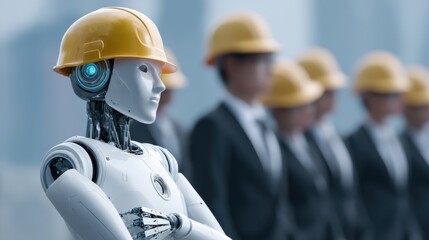 Innovative robotics in construction urban environment digital art futuristic viewpoint industry evolution