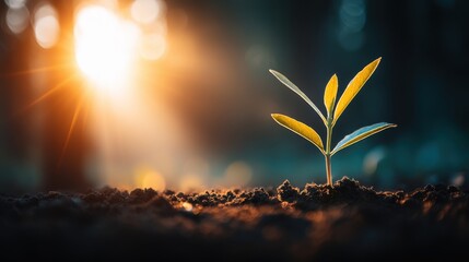 Sprouting seedling growth nature trail plant photography soft lighting close-up environmental awareness