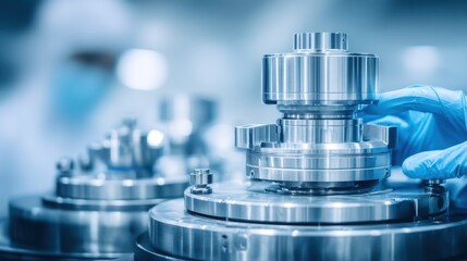 Manufacturing precision components factory industrial process controlled environment close-up view engineering innovation