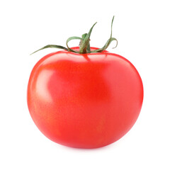 One ripe red tomato isolated on white
