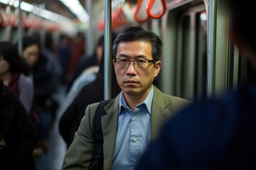 Fototapeta premium Chinese man train photography portrait.