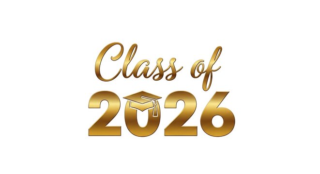 Celebrating the Class of 2026 Graduation Achievement with Gold Text and Elegant Design