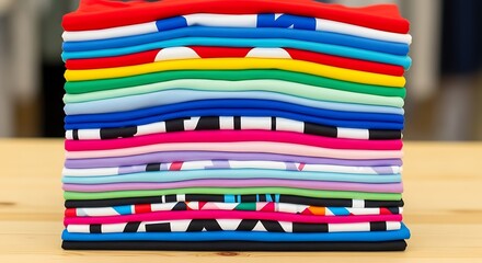 Colorful T-Shirts Stacked.