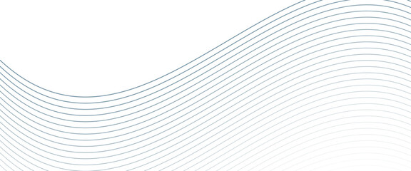 Vector abstract wave blue lines on white background template.