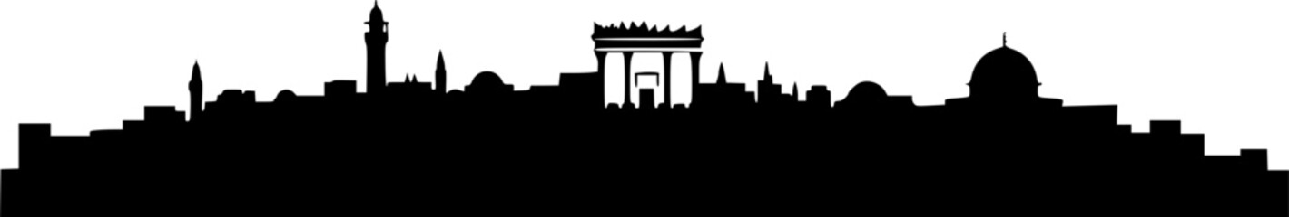 Black Vector Silhouette: Jerusalem Skyline or Temple Facade	