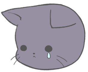 Cute black cat character icon crying