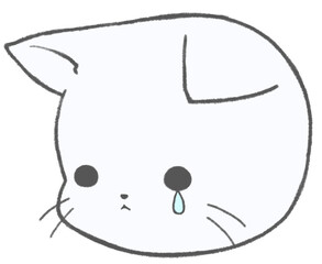 Cute white cat character icon