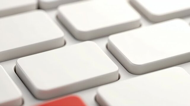 Red delete key on white keyboard closeup for digital control concept