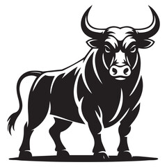 Powerful bull head silhouette for agricultural or sports themes