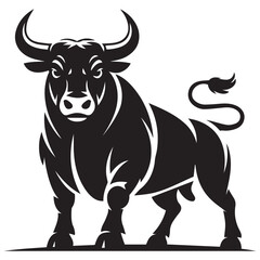 Powerful bull head silhouette for agricultural or sports themes