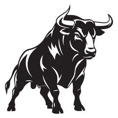 Powerful bull head silhouette for agricultural or sports themes