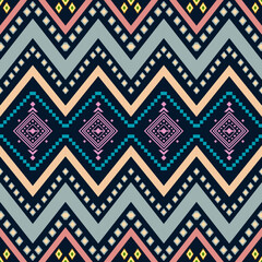 Black Chevron Ethnic Seamless Pattern  with geometric elements 