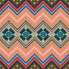  Pink and Green Tribal Chevron Seamless Pattern Abstract 