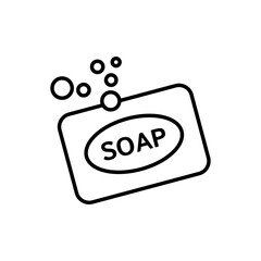 Soap icon, vector line isolated on white background. Trendy and modern design.