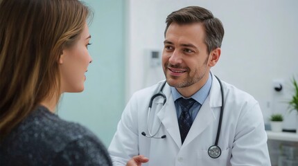 Medical consultation Doctor talking to patient smiling