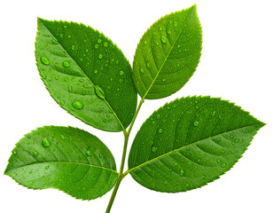 Obraz premium A close-up of vibrant green leaves with water droplets, isolated against a void