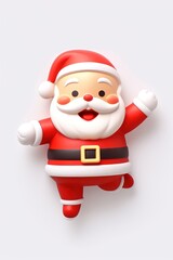 Obraz premium Flat lay cute bold illustration of santa running christmas character outdoors.