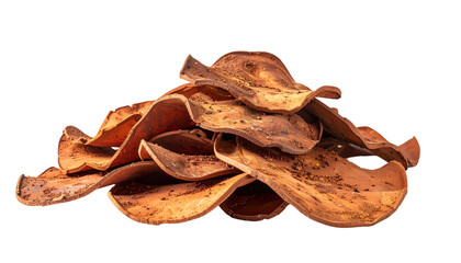 Brown wavy wood chips stacked together against a black background