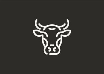 A line style logo of a cow head, symbolizing agriculture, sustenance, and stability