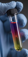 High-quality laboratory test tube with colorful liquid sample showcasing scientific research, medical testing, and laboratory equipment for healthcare and biotechnology