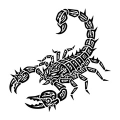 Tribal Black and White Scorpion Tattoo Design – Fierce and Aggressive Style