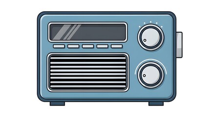 Fototapeta premium Retro blue radio with modern display and controls, perfect for vintage music themes