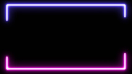 Futuristic Purple and Pink Neon Rectangular Frame with Glowing Border