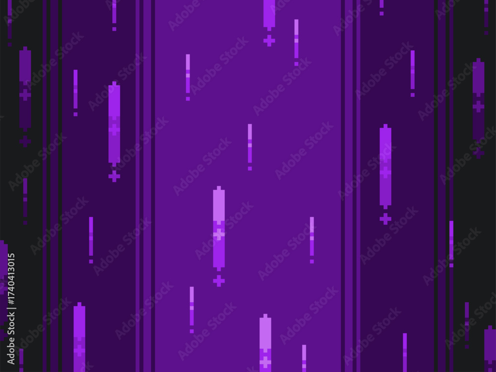 Wall mural purple gradient light with dense speed lines dashing in upward, pixel art background