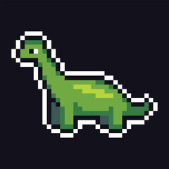 Fototapeta premium Dinosaur Vector illustration on Pixel art style with green color and black background