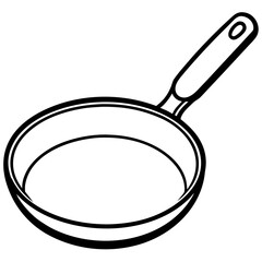Kitchen Frying Pan Line Icon Vector Graphic White Background