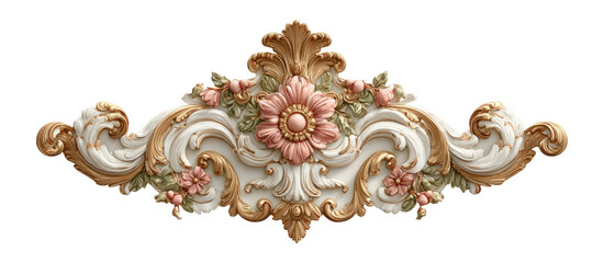Ornate Floral Design with Gold Accents in a Transparent Background