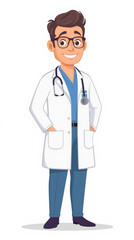 Fototapeta premium smiling doctor with stethoscope isolated on white background.
