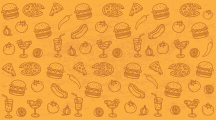 fast food doodle illustration background