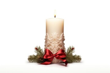 Christmas candle white background illuminated celebration.
