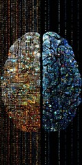 Futuristic digital art representing artificial intelligence and data technology with intricate circuitry, vibrant colors, modern abstract design, and innovative science themes