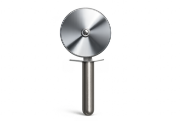 Metal pizza cutter kitchen utensil transparent background