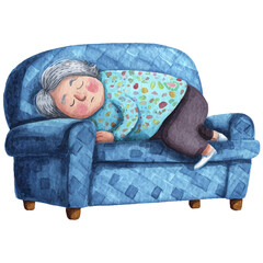 grandma sleep on sofa