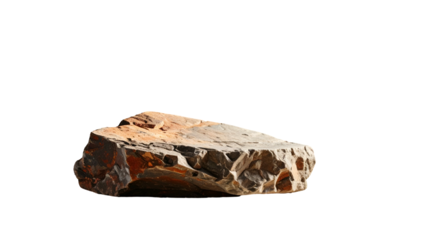 Close-up of a weathered, textured rock against a black backdrop