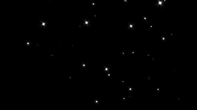 twinkling stars glow fields flying in galaxy space starburst light. alpha Beautiful stars twinkling at night. luxury small white stars on black background, retro sparkles blinking. White glowing twink