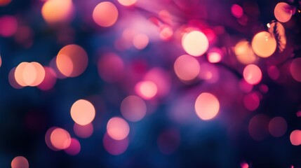 Fototapeta premium Enchanting Bokeh Blur with Pink and Peach Circles against a Deep Blue Backdrop